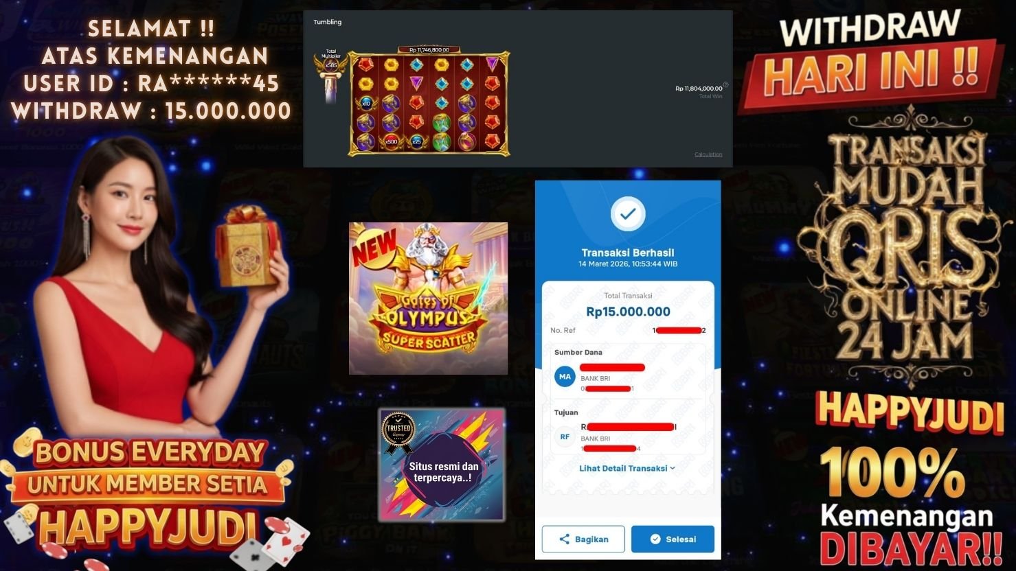 HAPPYJUDI JACKPOT SLOT GATES OF OLYMPUS SUPER SCATTER